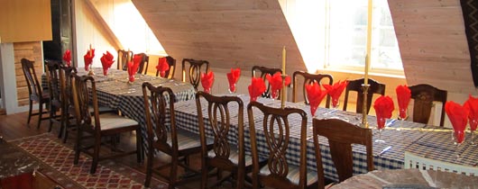 Chippendale stolar röda servetter